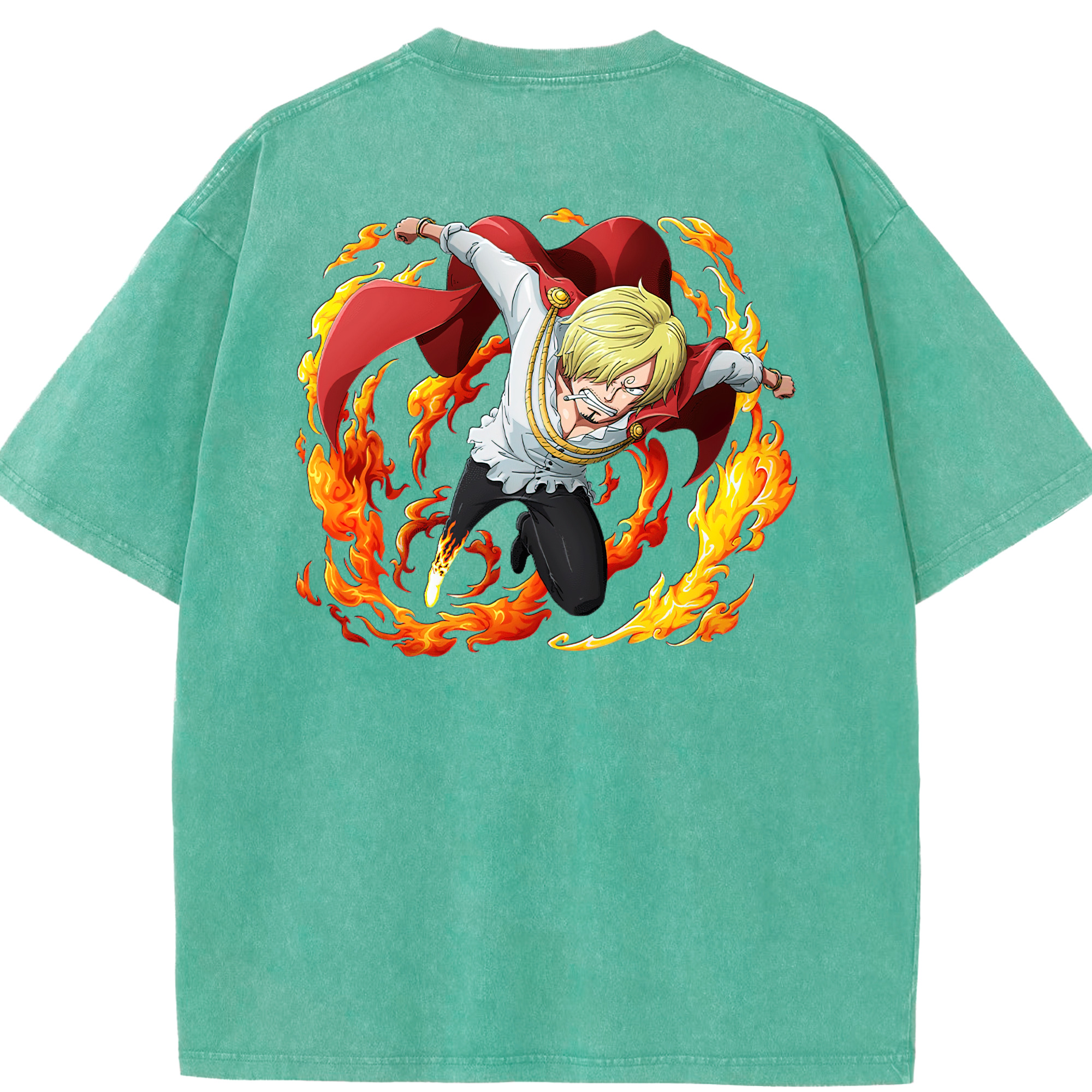 ワンピース サンジ ONE PIECE Sanji 綿100% ヴィンテージ風 半袖Tシャツ（背面プリント）